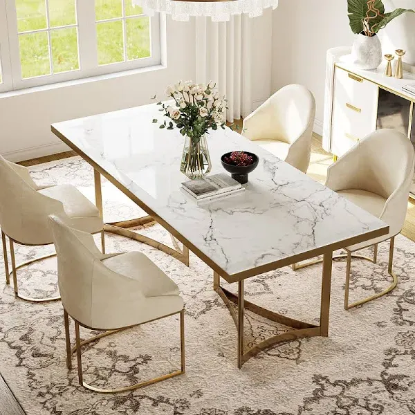 POVISON Modern Faux Marble Dining Table