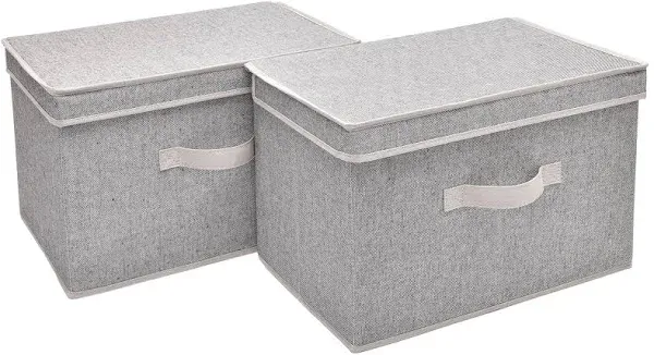 StorageWorks 2-Pack Gray Storage Bins with Lids and Handles