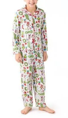 The Grinch Christmas Decorations 2-Piece Youth Pajama Set White