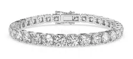 18K White Gold Plated Sterling Silver Moissanite Tennis Bracelet