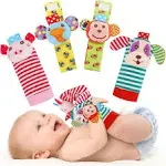 SSK Soft Baby Wrist Rattle Foot Finder Socks Set,Cotton and Plush mutilcolor 