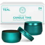 Hearts & Crafts Empty Tin Candle Jars with Lids for Candle Making - 8oz - Teal