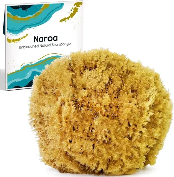 Naroa Exfoliating Natural Sponge for Bathing | Bath Sea Sponge for Healthy Skin | Unbleached Shower Body Scrubber Puff | Eco Friendly Plastic Free Sponge (Exfoliate - Large)