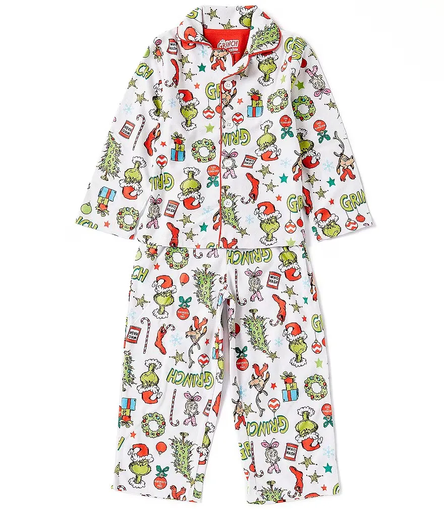 Dr. Seuss The Grinch Christmas Notch Collar Pajama Set