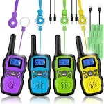 Wishouse Walkie Talkies for Kids Adults Rechargeable Long Range 4 Pack