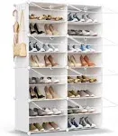 HOMICKER Shoe Rack Organizer, 32 Pair Shoe Storage Cabinet with Door Expandable, Bedroom