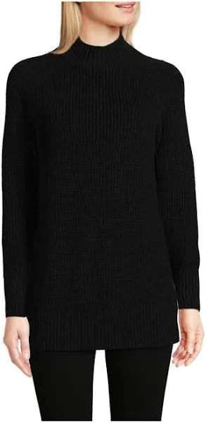 Lands' End Women's Drifter Shaker Easy Fit Mock Neck Tunic Sweater