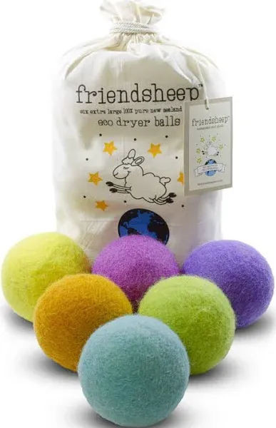 Friendsheep Wool Dryer Balls 6 Pack XL Organic Premium Reusable Cruelty Free Handmade Fair Trade No Lint Fabric Softener