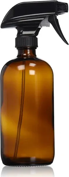 Empty Amber Glass Spray Bottle - Large 16 oz Refillable Container Is Great for Essential Oils, Homemade Cleaning Products, Aromatherapy - Durable