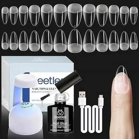 Beetles Gel Nail Kit Easy Extension 0-0-Short Almond 504 pcs(etch-x kit) 