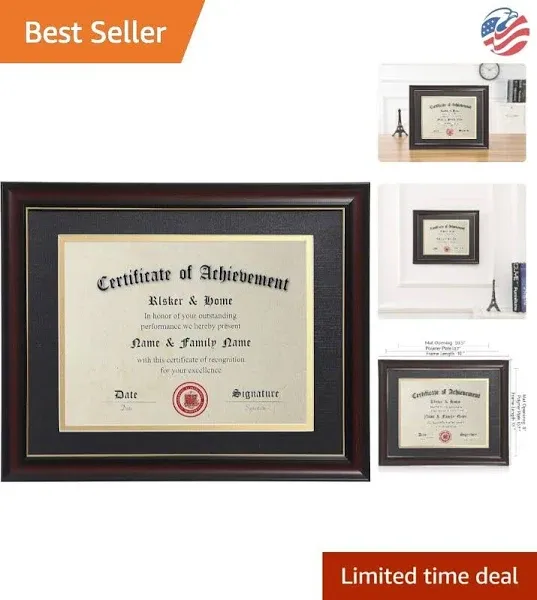 8.5x11 Diploma Frames with Mat,Classic Cherry Wood,8.5x11 Inch or 11x14 Inch ...