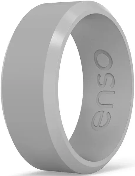 Enso Rings Bevel Classic Silicone Wedding Ring – Hypoallergenic Unisex Wedding Band – Comfortable Band for Active Lifestyle – 8mm Wide, 2.16mm Thick