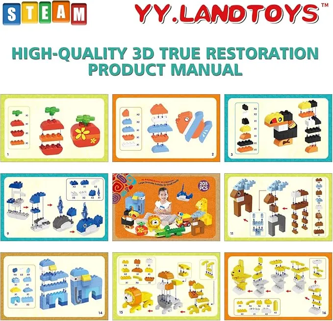 YY LANDTOYS 205 PCS Animals Building Blocks Sets/Compatibl