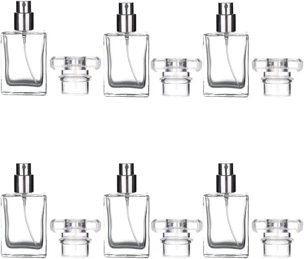 6 Pack 30ml / 1 Oz Black Assorted Refillable Perfume Bottle, Portable Square ...