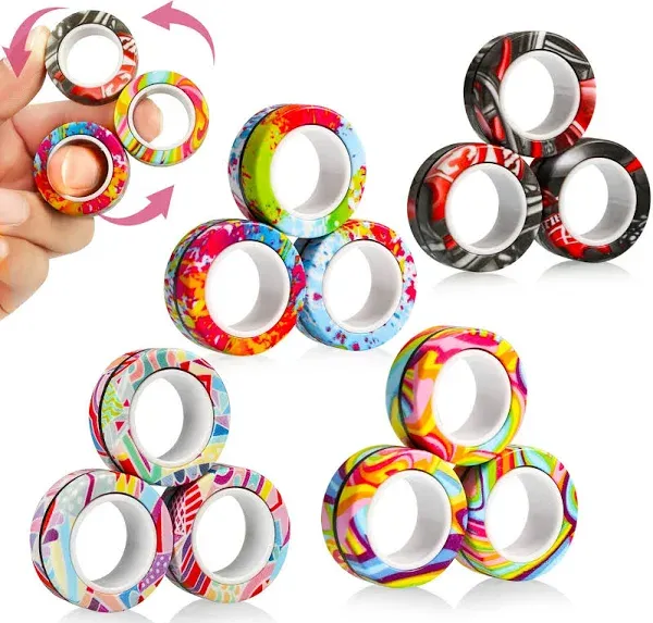 Pushmick 12 Pcs Finger Magnetic Rings Fidget Toys