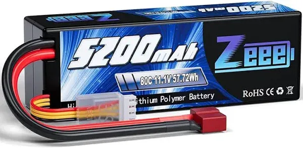 Zeee 3S Lipo Battery 5200mAh 11.1V 80C with XT60 Connector Hard Case Battery for