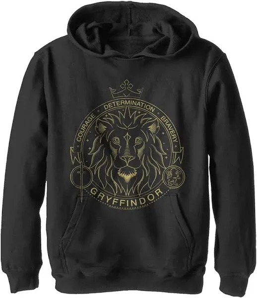 Boy's Harry Potter Gryffindor Line Art Seal Pull Over Hoodie