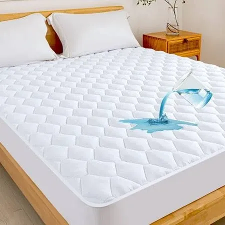 Queen Mattress Protector Waterproof, 100% Waterproof Quilted Fitted Mattress ...