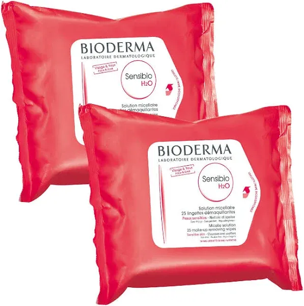 Bioderma Sensibio H2O Biodegradables Wipes Cleansing and MakeUp Removing Skin Soothing for Sensitive Skin-