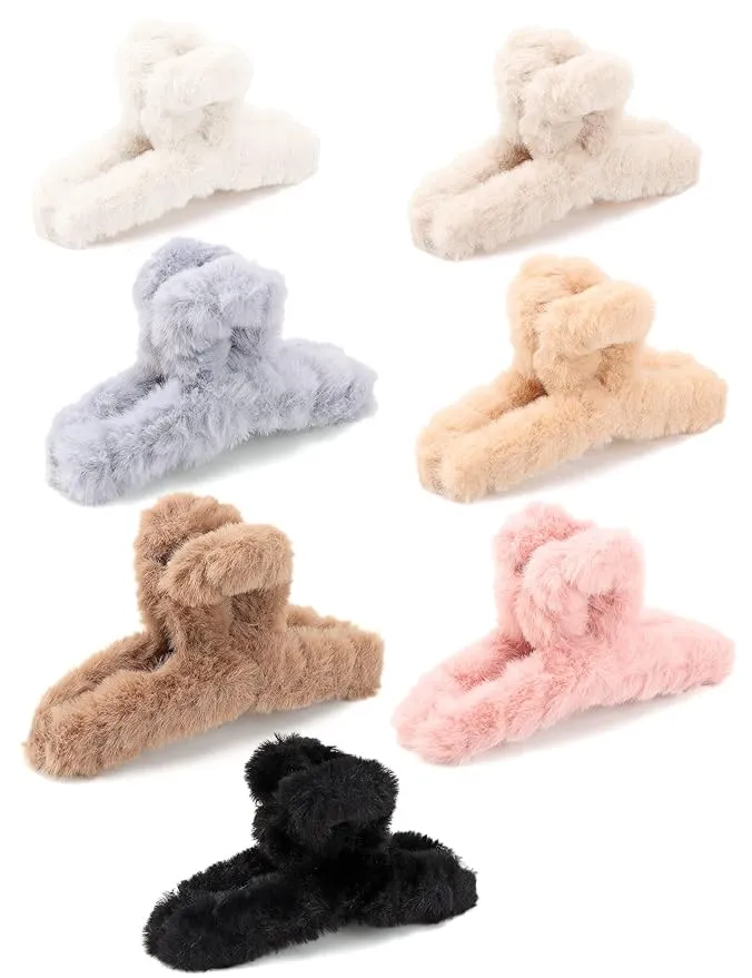 7 Pcs Fuzzy Hair Clips