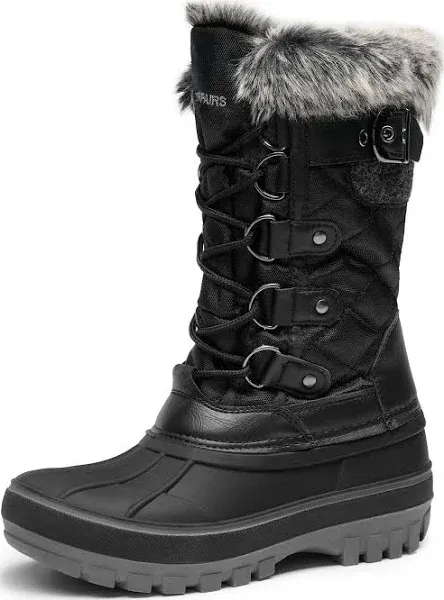 Boys Girls Winter Snow Boots Faux Fur Lined Waterproof Warm Outdoor Ski Boots