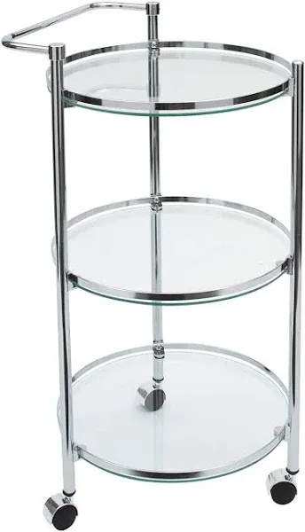 Organize It All Circular Tempered Glass Rolling Serving Cart