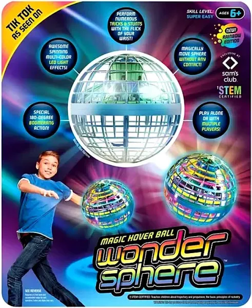 WONDER SPHERE MAGIC HOVER BALL NEW BLUE RAINBOW EDITION SAM’S EXCLUSIVE STEM #LF