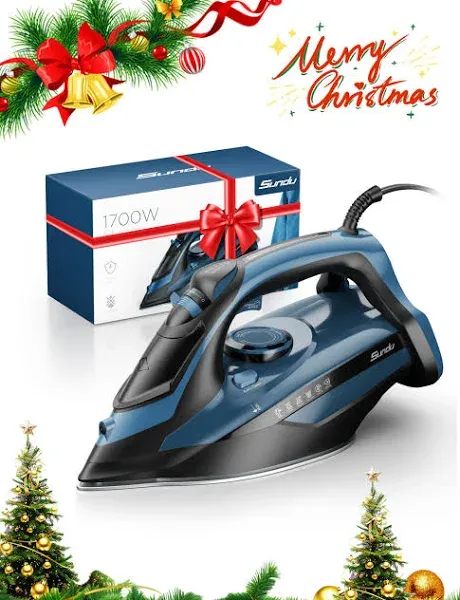 Sundu Steam Iron for Clothes with Rapid Heating Ceramic Coated Soleplate, 1700W Steam Iron with Precise Thermostat Dial, Self-Cleaning, Auto-Off,