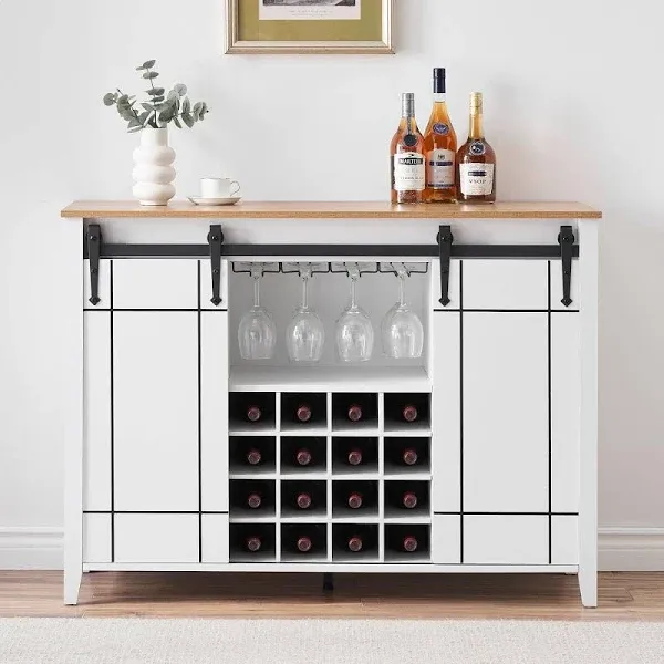 Cathe Farmhouse Coffee Bar Cabinet