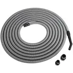 Cen-Tec Systems 50 ft. Premium Shop Vacuum Extension Hose with 2 Tank Adapters and 1.25" Curved End, Silver