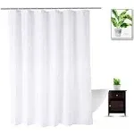 WellColor Extra Long Fabric Shower Curtain Liner 72 x 78 inch, Machine Washable Water-Repellent Solid White Shower Curtain Liner for Bathroom 78