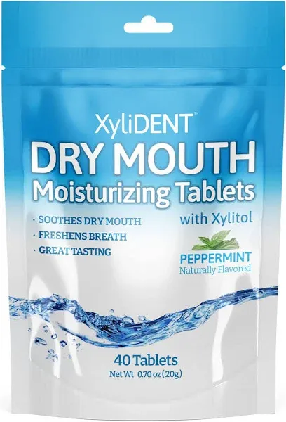 XyliDENT Xylitol Tablets for Dry Mouth Relief - Stimulates Saliva, Freshens Brea