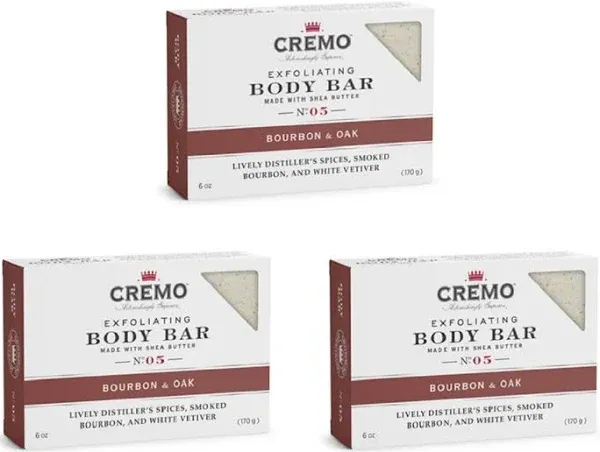 Cremo Exfoliating Body Bar Bourbon & Oak 6 oz