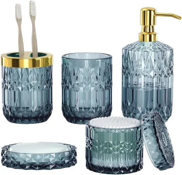 5pcs Clear Glass Bathroom Accessories Set