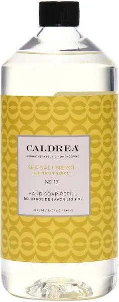 Caldrea Hand Soap Refill, Aloe Vera Gel, Olive Oil and Essential Oils to Cleanse and Condition, Sea Salt Neroli Scent, 32 oz