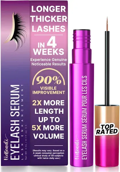 VieBeauti Premium Eyelash Growth Serum: lash Serum Enhancement, Eyelash Serum Promotes Appearance of Longer, Thicker, Healthier and Stronger Lashes, Irritation-Free, Deep Gold, 0.1 Fl. Oz.