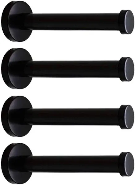 Classic Black Stainless Steel Heavy Duty Wall Mount Hooks, Bath Towel Hooks, Coat Hanger, Handbag Hooks, 4 in Pack (6")