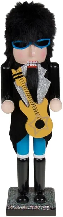 Clever Creations Guitarist 15 inch Traditional Wooden Nutcracker, Festive Christmas Décor for Shelves and Tables