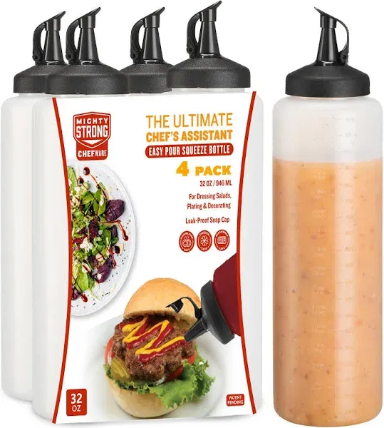 Condiment Squeeze Bottles for Sauces - 32 Oz Squirt Bottles for 4.0 Classic