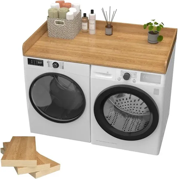 Washer Dryer Countertop, Laundry Countertop Solid Wood with Edge Rails, 54 * ...