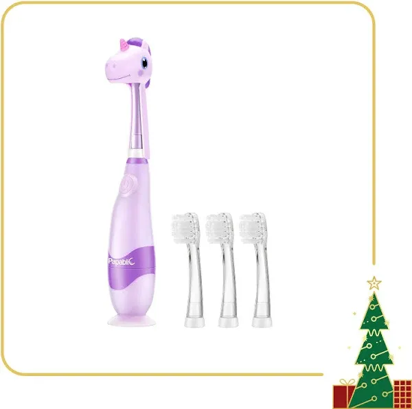 Papablic Toddler Toothbrush Set for Ages heads + Pink Unicorn heads + Purple Unicorn heads + 4 heads