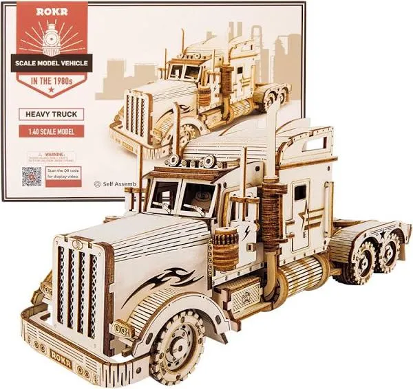 ROKR 3D Wooden Puzzle-Mechani<wbr/>cal Car Model-Self Building Vehicle Kits-Brain T...