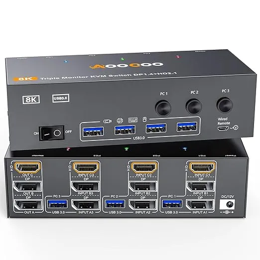 KVM Switch for 3 Monitors and 3 Computers