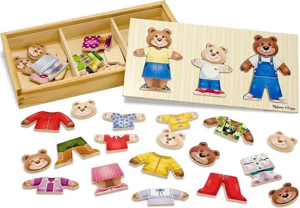 Melissa & Doug Wooden Bear Family Dress-Up Puzzle