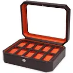 Wolf Windsor 10 Piece Watch Box - Brown/Orange