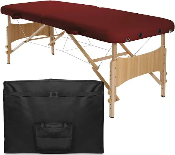 Portable Folding Massage Table - Burgundy by Saloniture