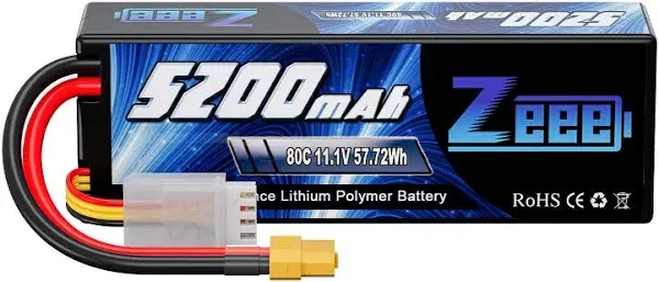 11.1V 80C 5200mAh 3S Lipo Battery Hardcase for RC Cars, Boats, Helicopters