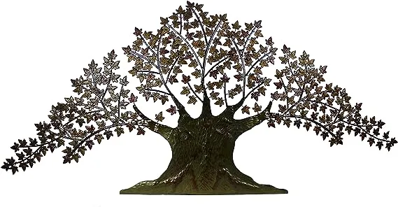 Urban Designs Handcrafted Tree of Life Large Metal Wall Art Decor, 7&#039;,Brown a...