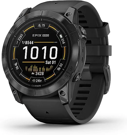 Garmin epix Gen 2 Pro Sapphire Edition, 47mm, Carbon Gray DLC Titanium | AMOLED Display, High Performance Smartwatch, Advanced Training Technology, Built-in Flashlight with Signature Gift Bundle