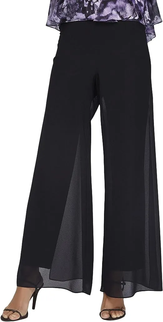 Alex Evenings Women's Wide-Leg Chiffon Pants (xl, Black)